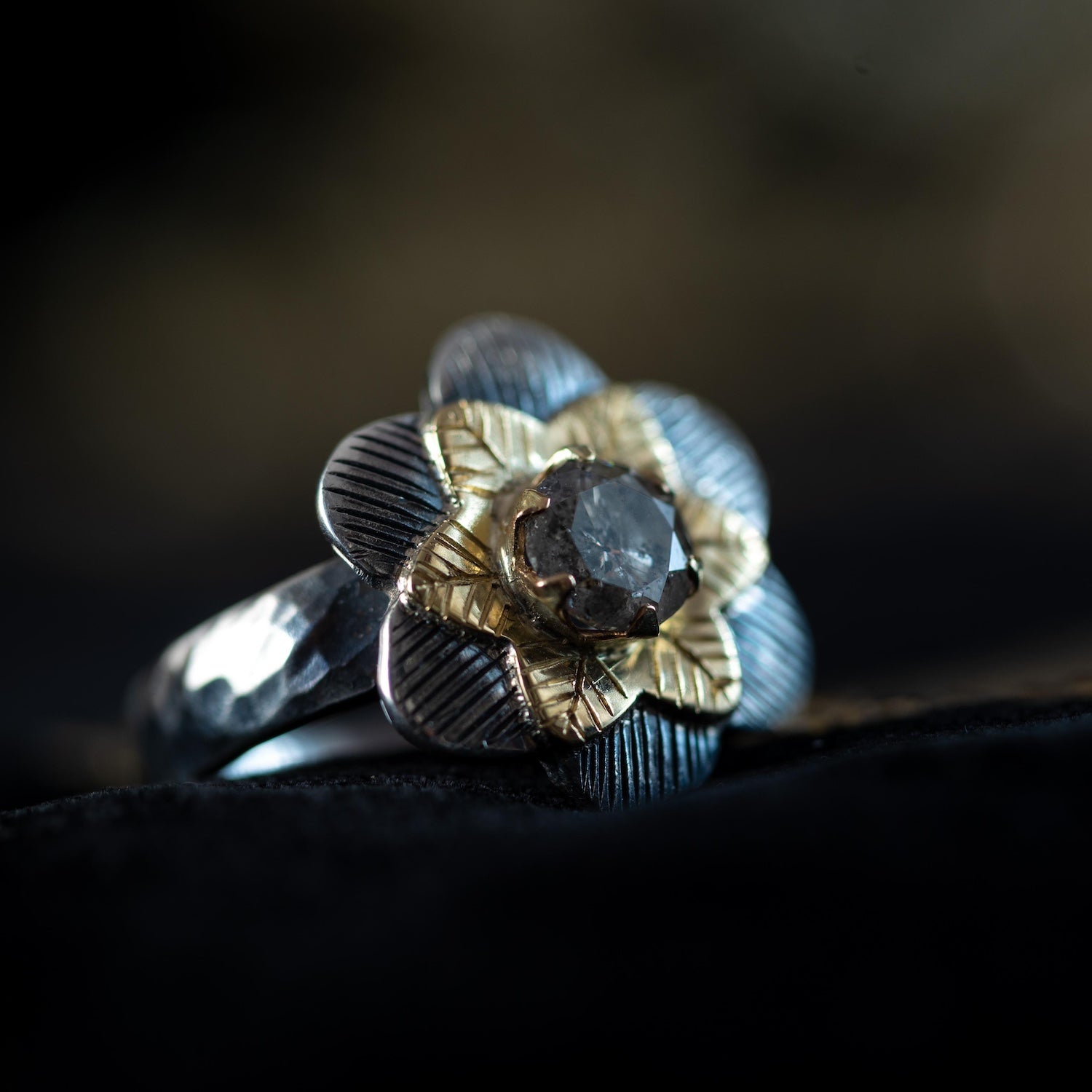 Diamond Gold Flower Ring