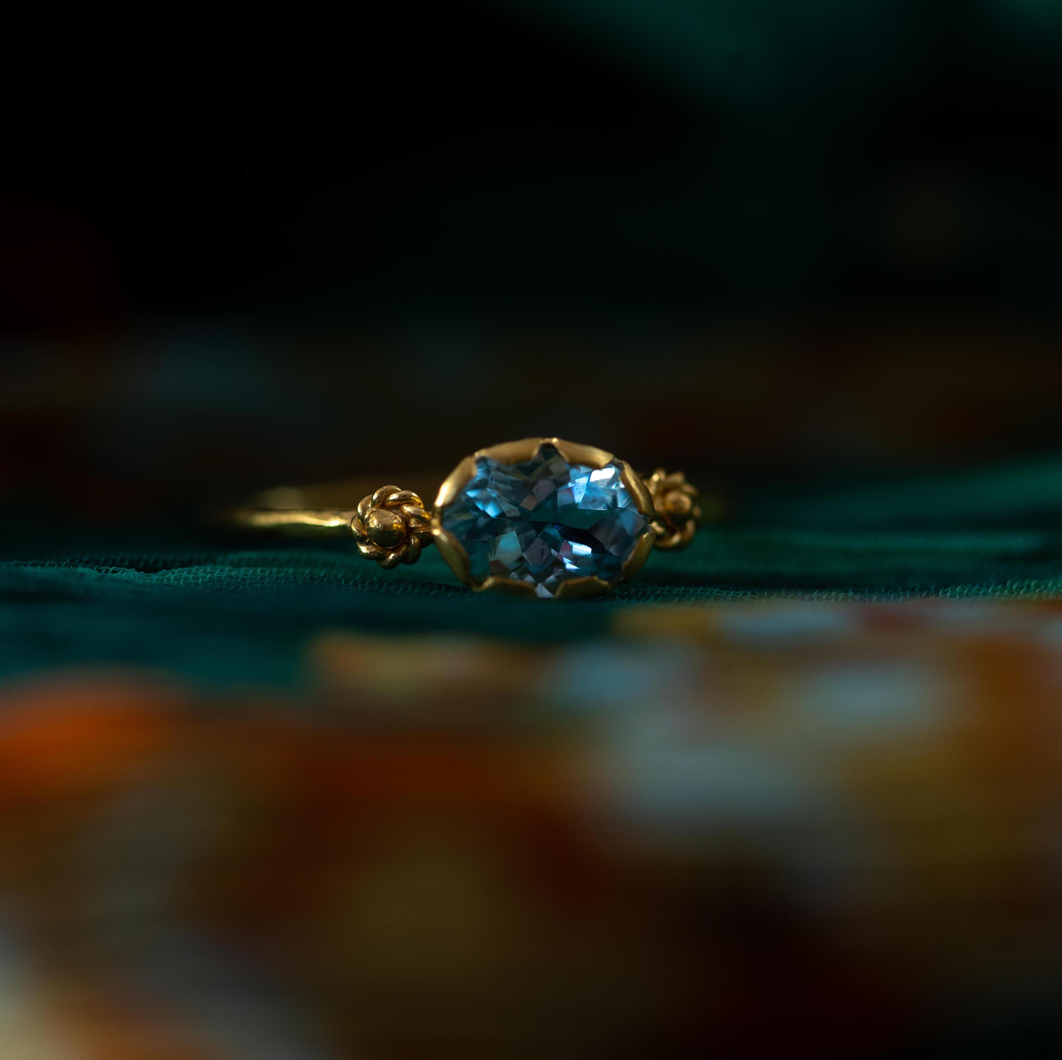 Grecian Gold Aquamarine Stacking Ring