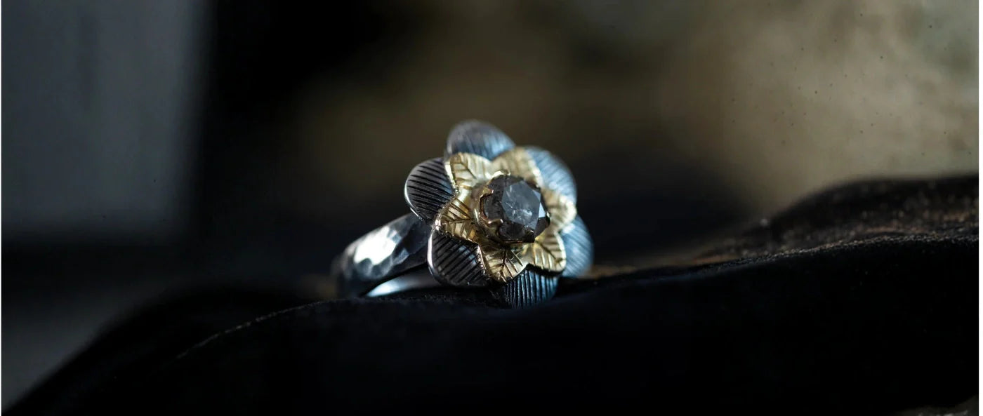 Diamond Gold Flower Ring