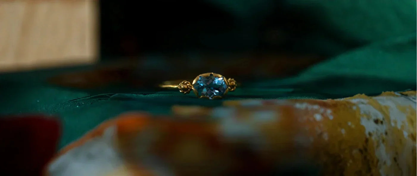 Gold Aquamarine Stacking Ring