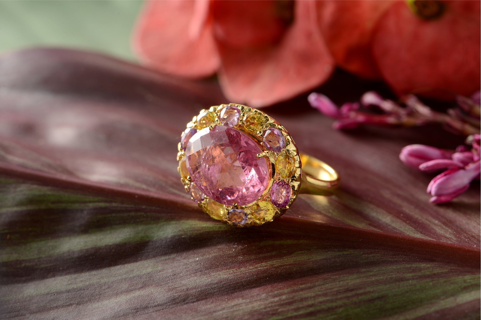 Pink Spinel Sapphire Gold Ring