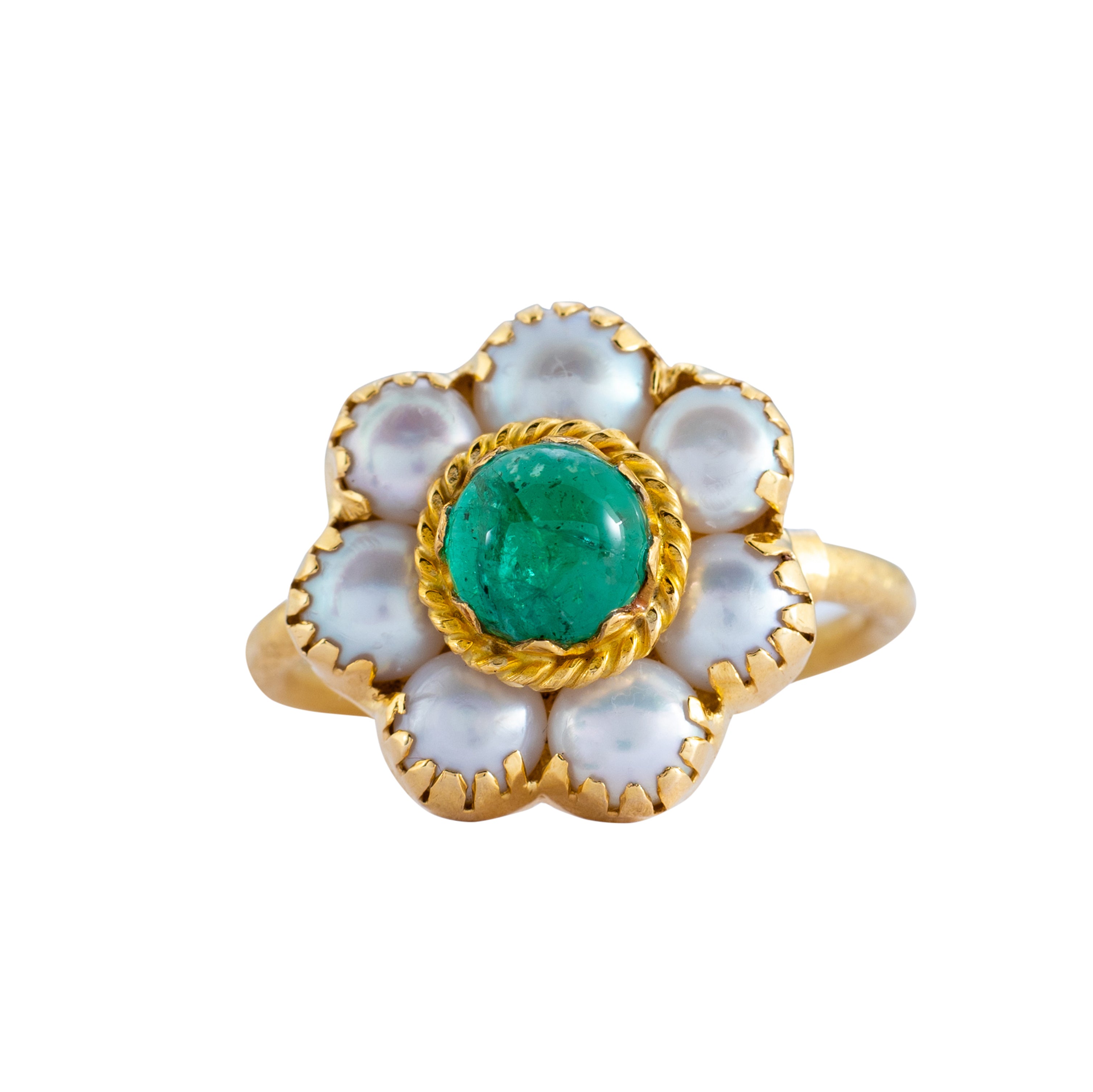 Candy Emerald Pearl Gold Ring