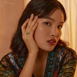 Greta Blue Topaz Diamond Gold Ring
