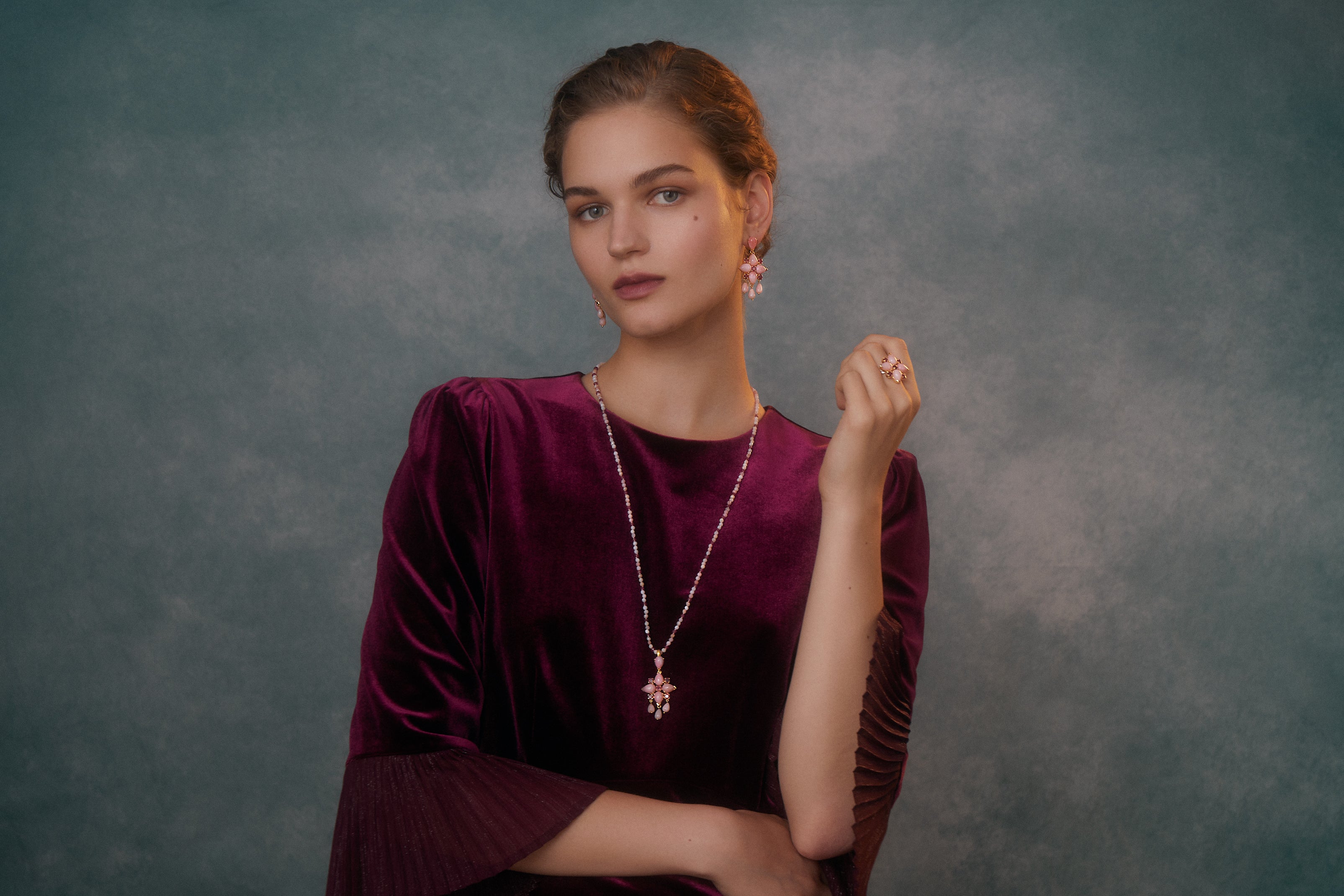 Tallulah Pink Opal Ruby Dangle Earrings