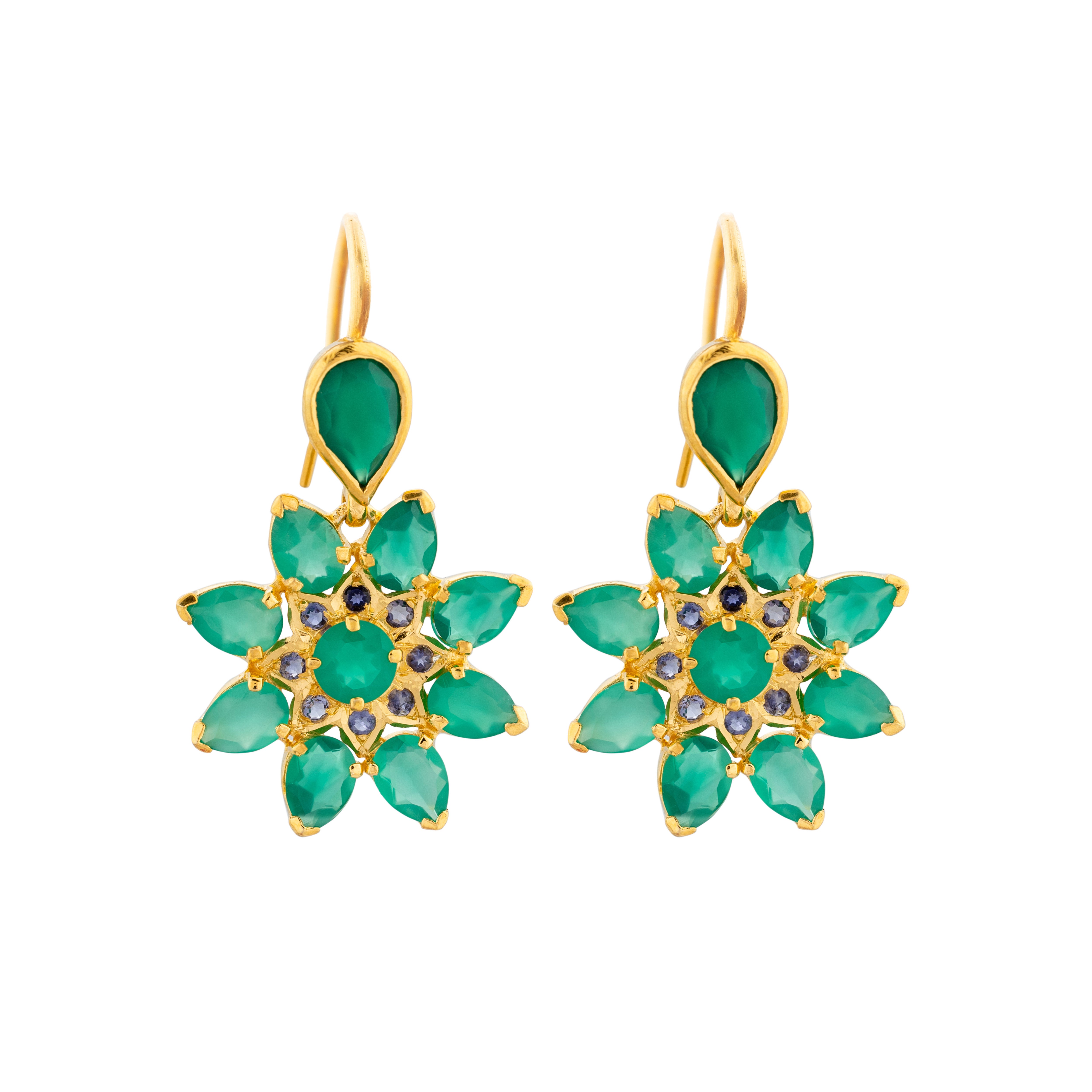 Stella Green Onyx Iolite Statement Earrings