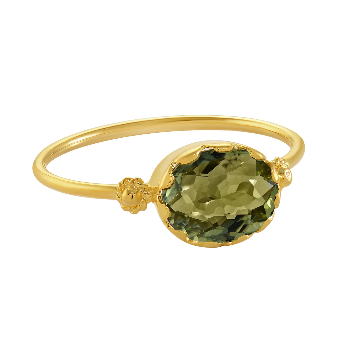 Grecian Gold Green Tourmaline Stacking Ring