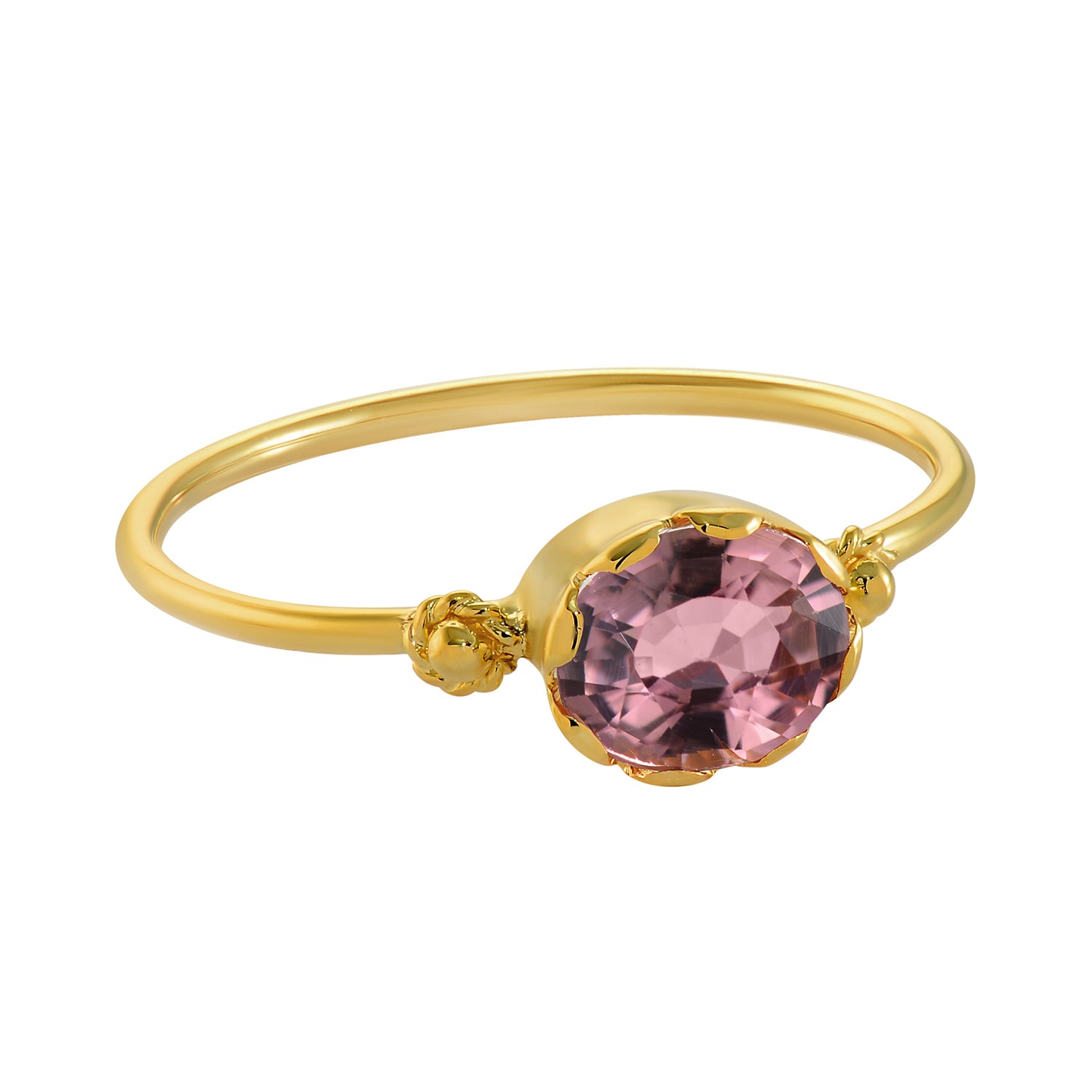 Grecian Gold :PInk Tourmaline Stacking Ring