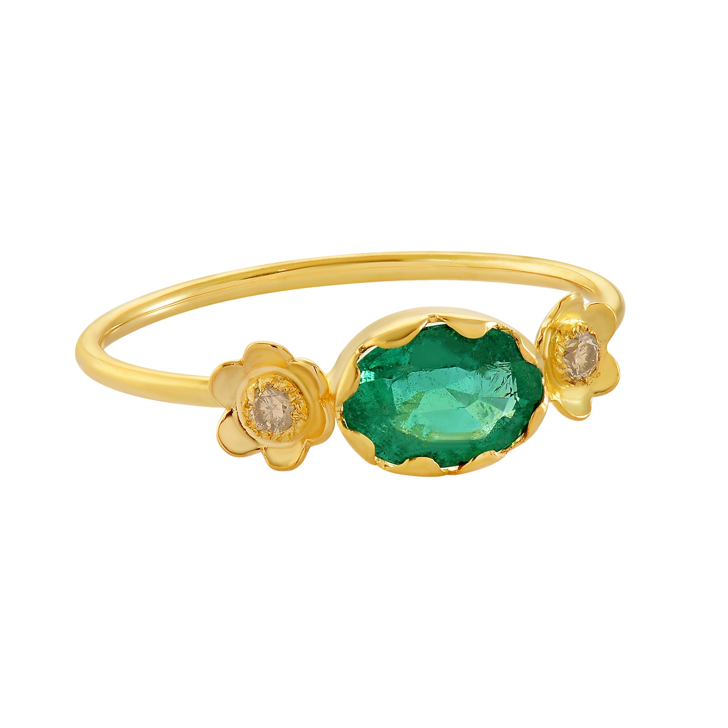 Grecian Gold Emerald Diamond Stacking Ring