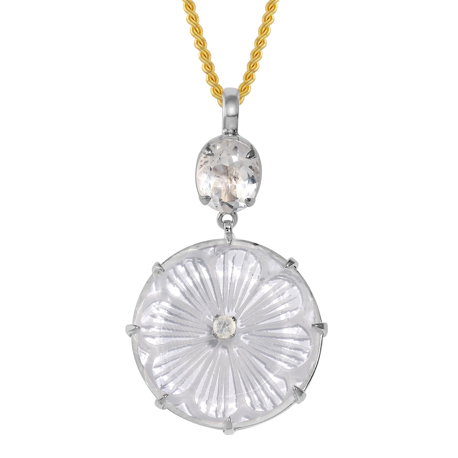 Magdalene Etched Crystal Silver Pendant