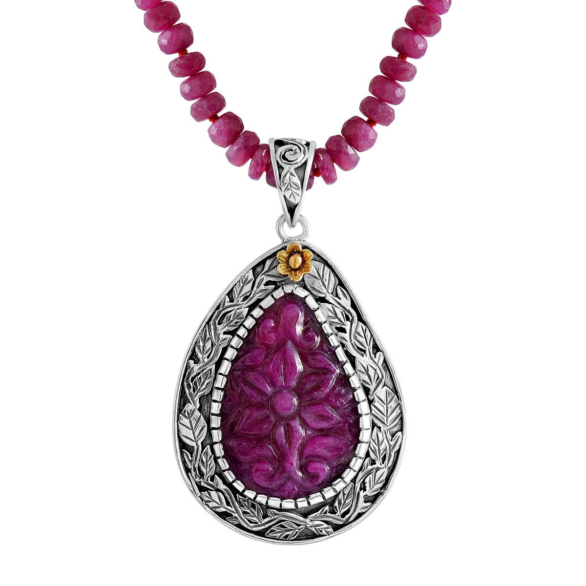 Ruby Hand-Carved Pendant