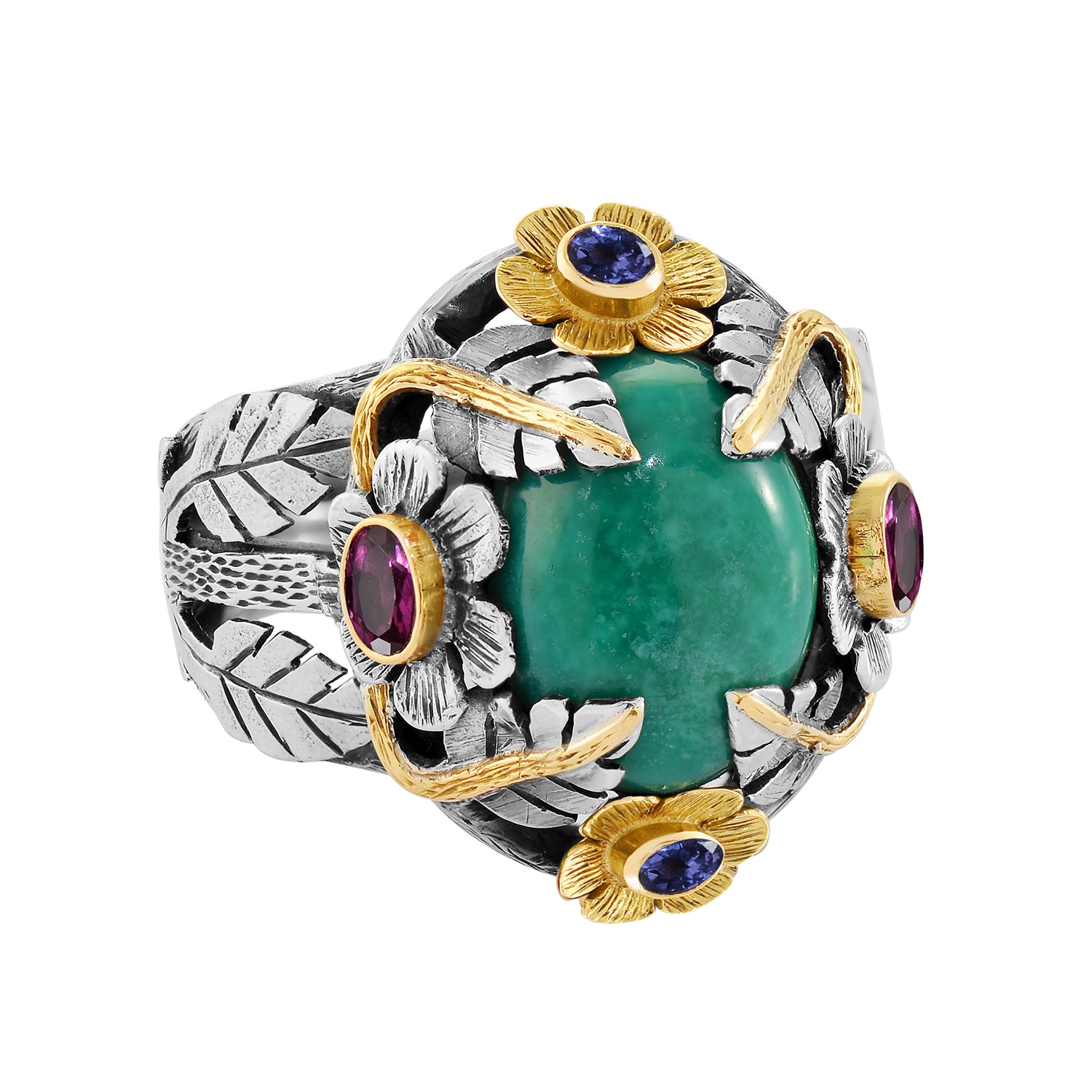 Turquoise Tanzanite Garnet Liberty Ring