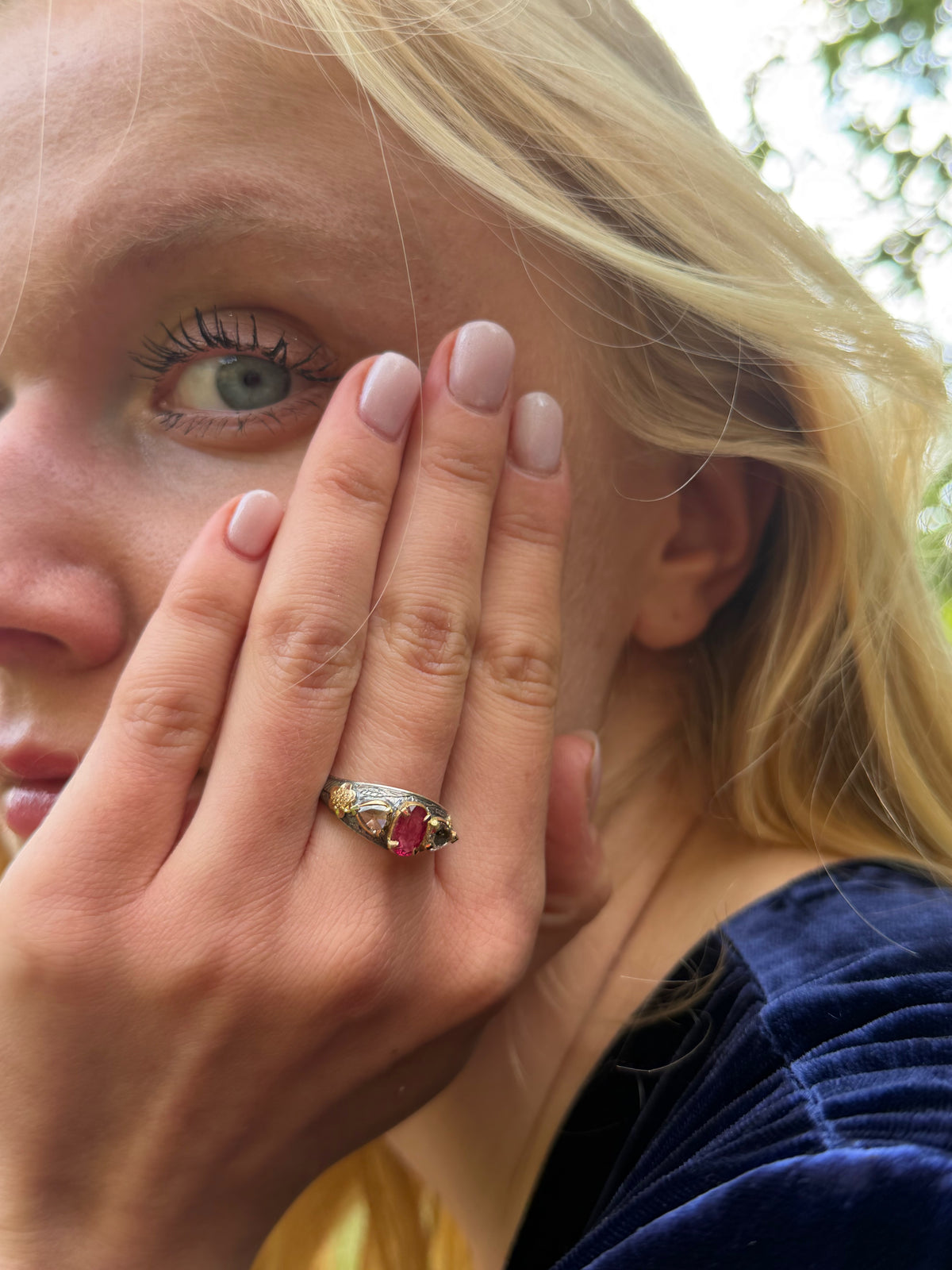 Forever Burmese Ruby Diamond Mughal Art Ring