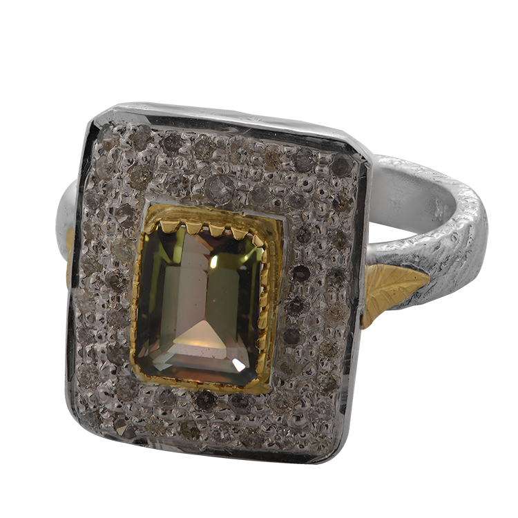 Dravite Brown Tourmaline Diamond Loren Ring
