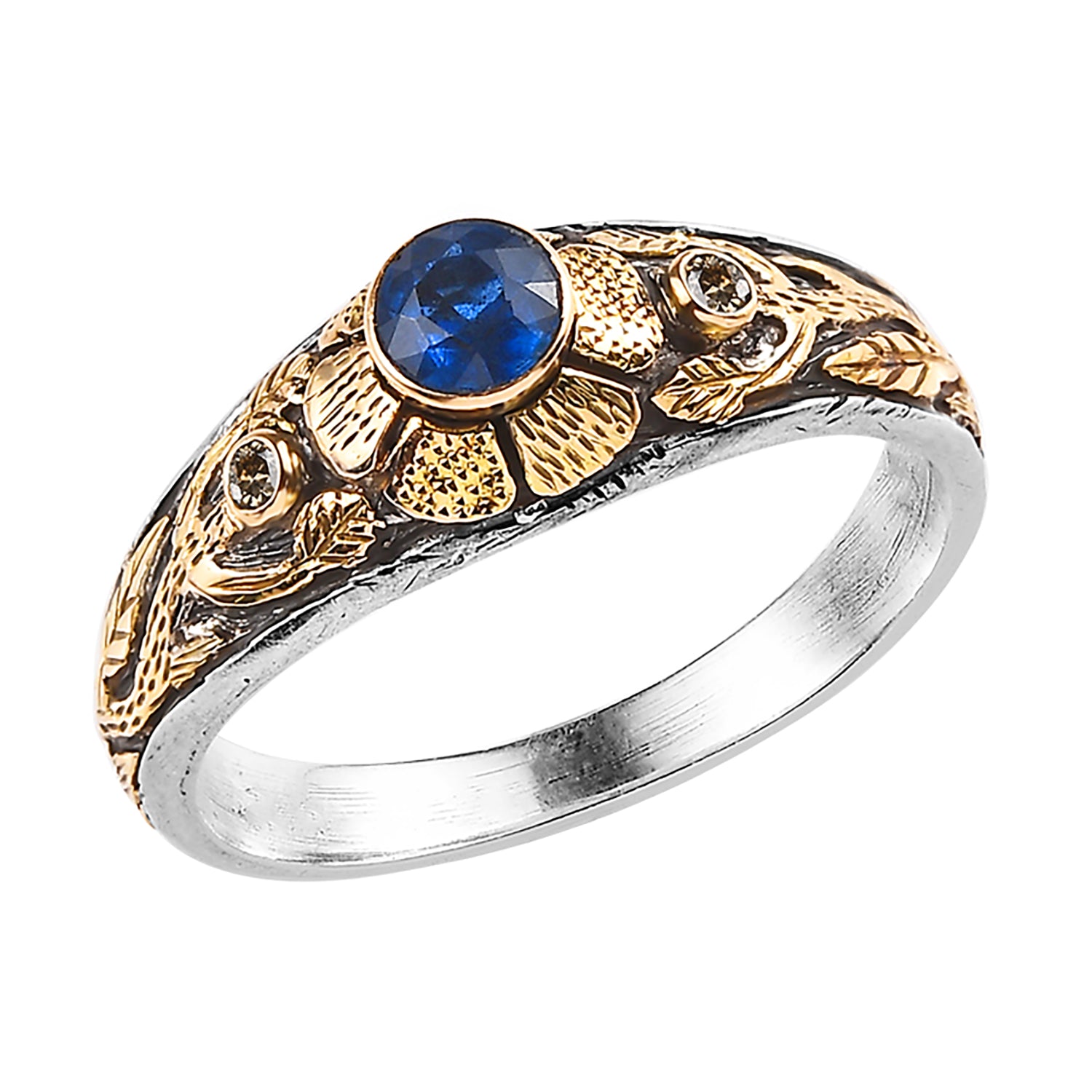 The Kyanite Diamond Gold Mini Flower Ring