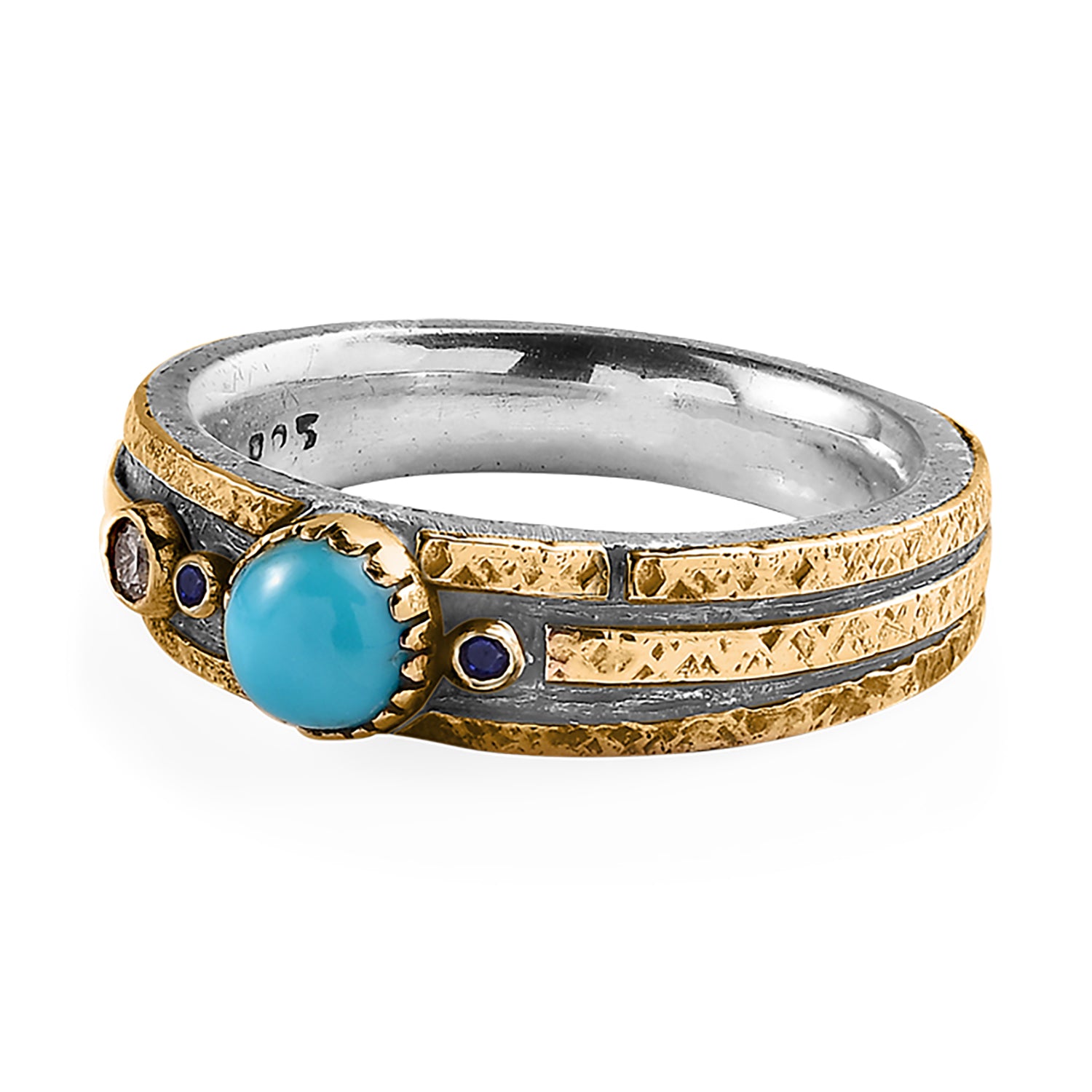 The Turquoise Diamond Sapphire Band Ring