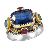 Beauty Kyanite Emerald Tourmaline Ring