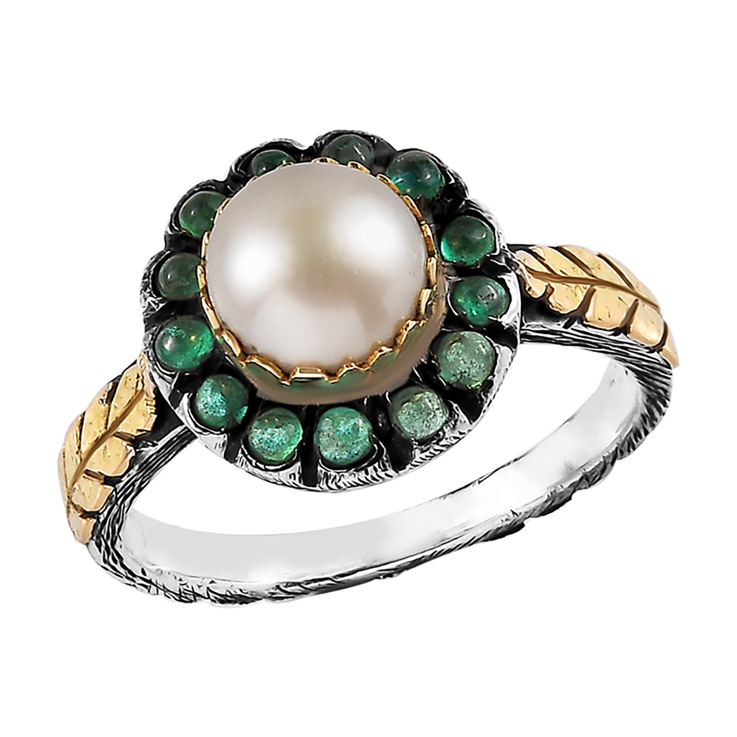 Odelia Pearl Emerald Ring