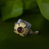 Half Flower Pink Tourmaline Diamond Ring