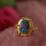 Greta Blue Topaz Diamond Gold Ring