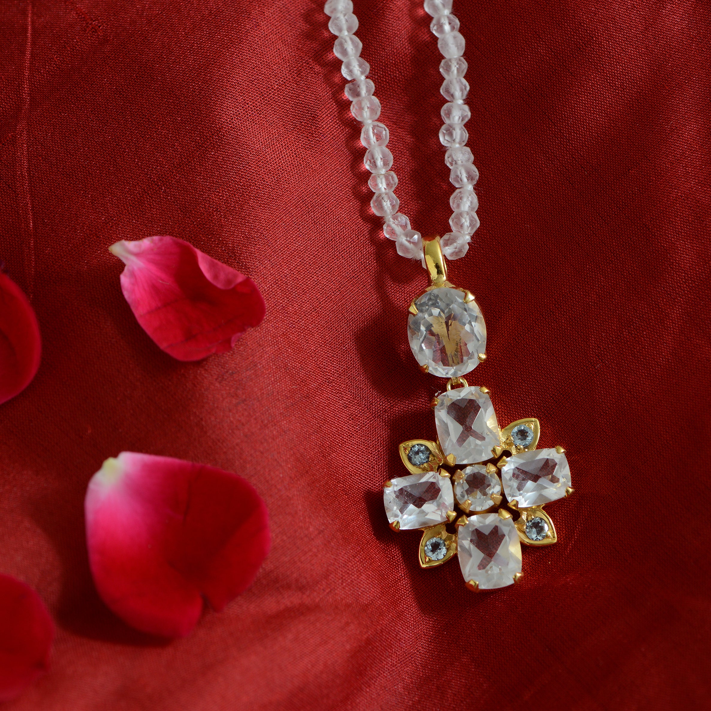 Bathsheba Crystal Aquamarine Cross Pendant