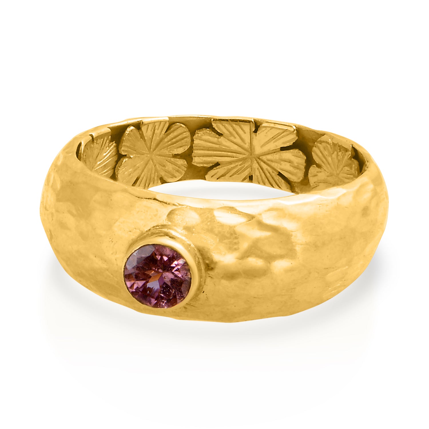 Jetta Pink Tourmaline Hammered Ring