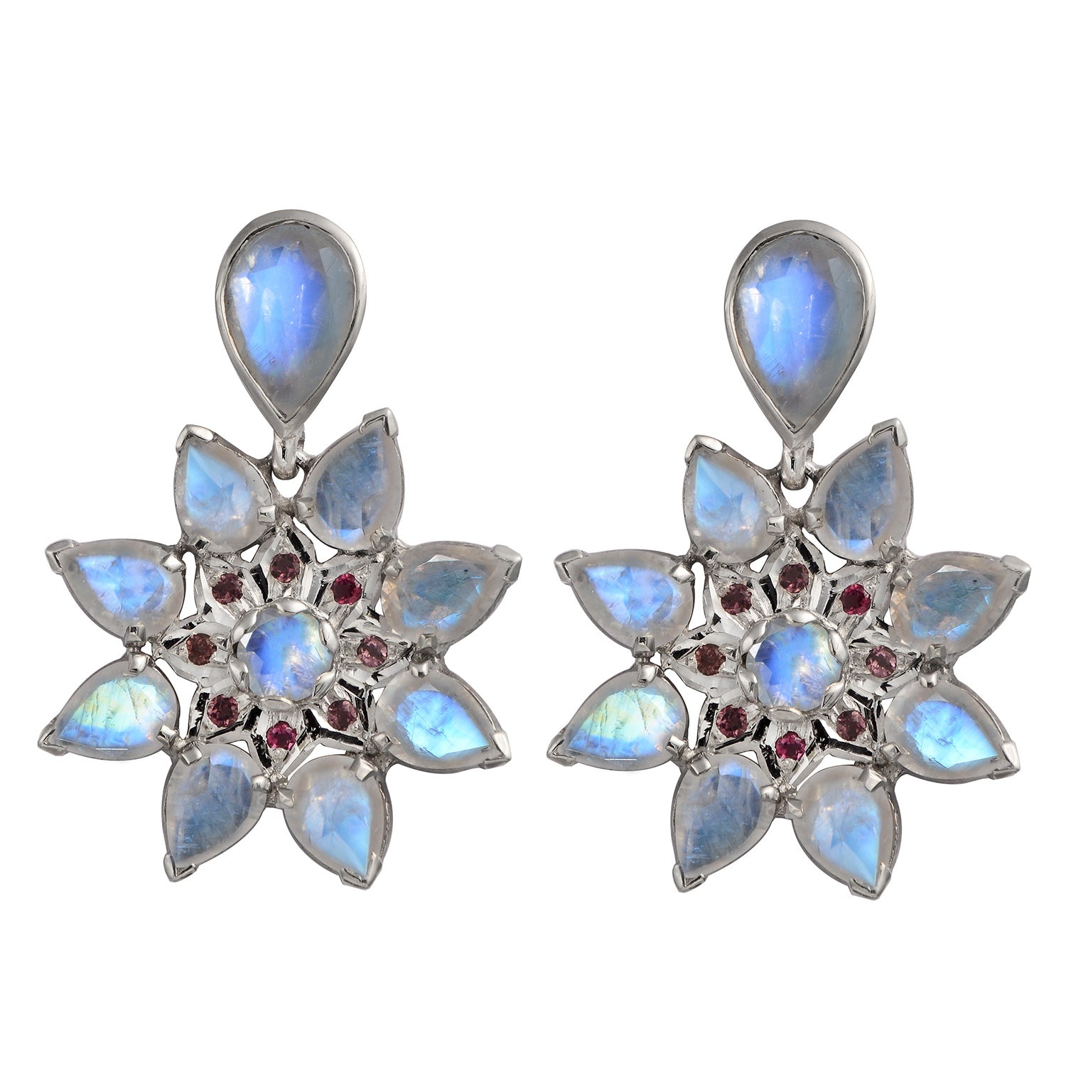 Stella Moonstone Garnet Statement Earrings