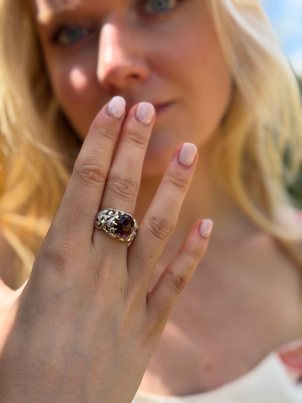 Pink Tourmaline Baroque Ring