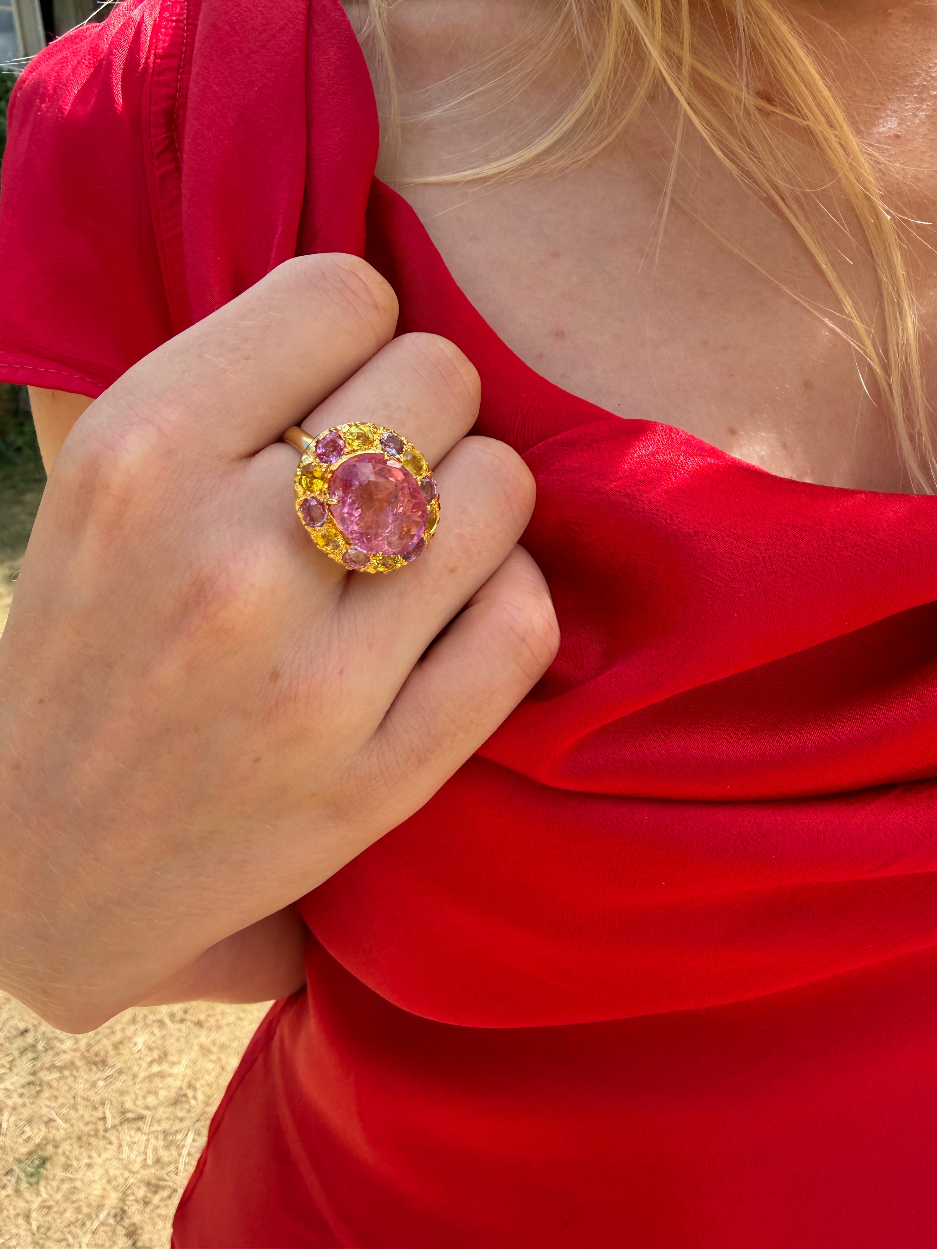 Powder Pink Spinel Sapphire Gold Ring