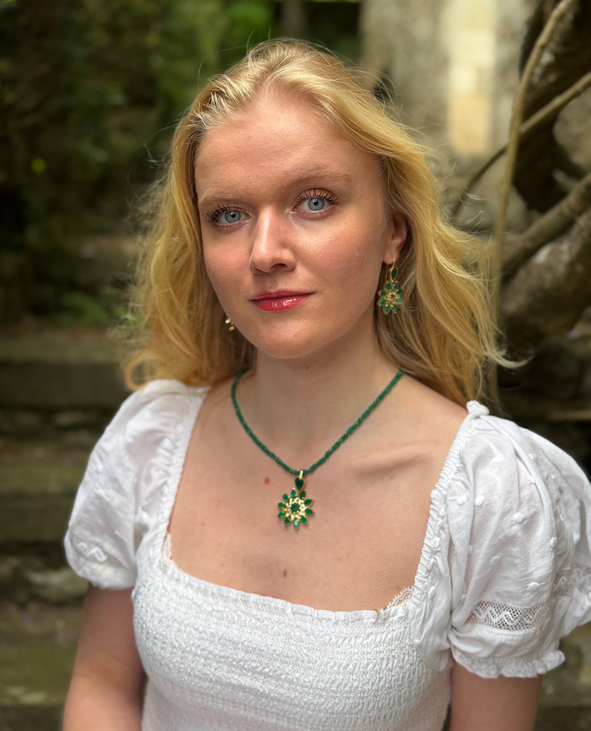 Stella Green Onyx Iolite Statement Pendant