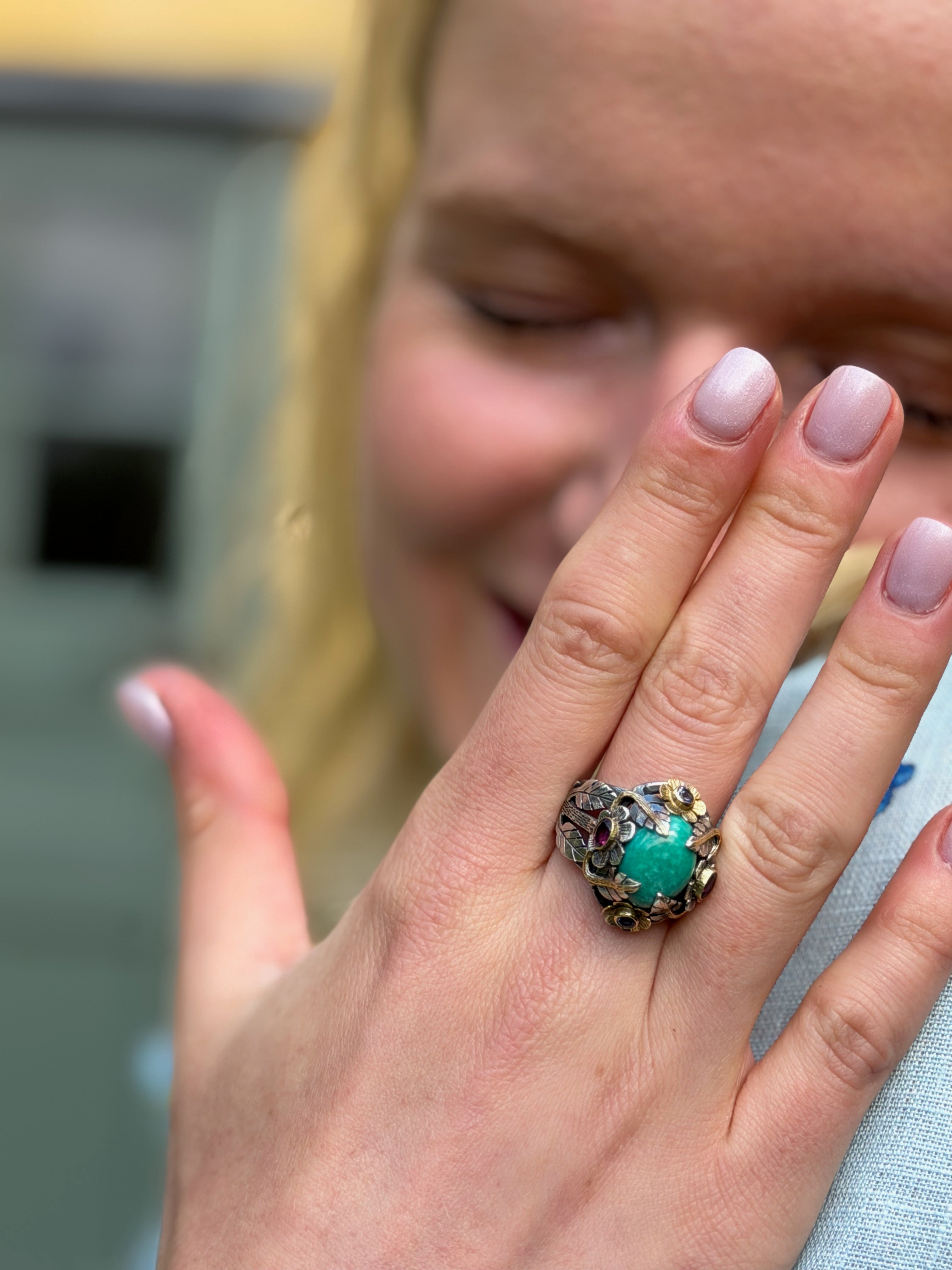 Turquoise Tanzanite Garnet Liberty Ring