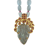 Tamarind Hand-Carved Aquamarine Ruby Pendant