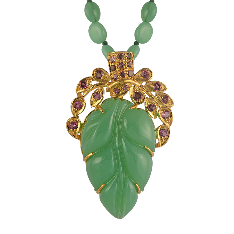Tamarind Hand-Carved Chrysoprase Pendant