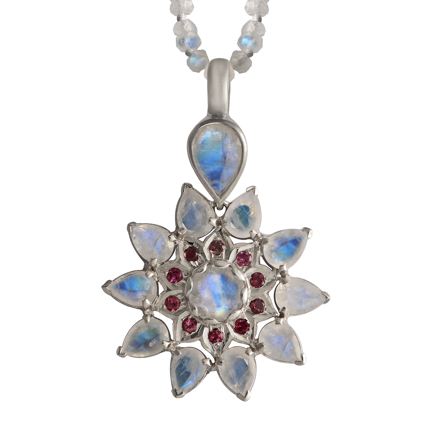 Stella Moonstone Garnet Statement Pendant