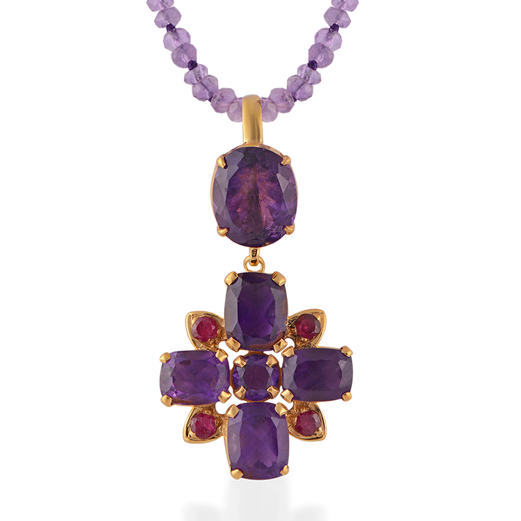 Bathsheba Amethyst Ruby Cross Pendant