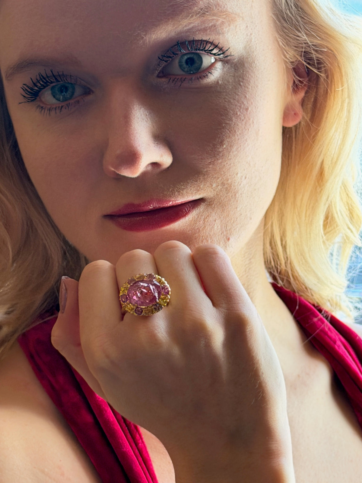 Powder Pink Spinel Sapphire Gold Ring