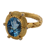 Greta Blue Topaz Diamond Gold Ring