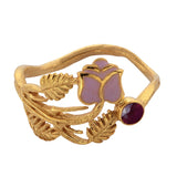 Rose Enamel Ruby Gold Ring