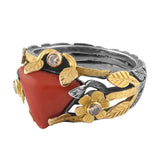 Etta Coral Diamond Botanical Ring