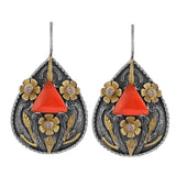Etta Coral Diamond Gold and Silver Earrings
