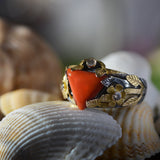 Etta Coral Diamond Botanical Ring