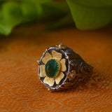 Mahari Cabochon Emerald Diamond Ring