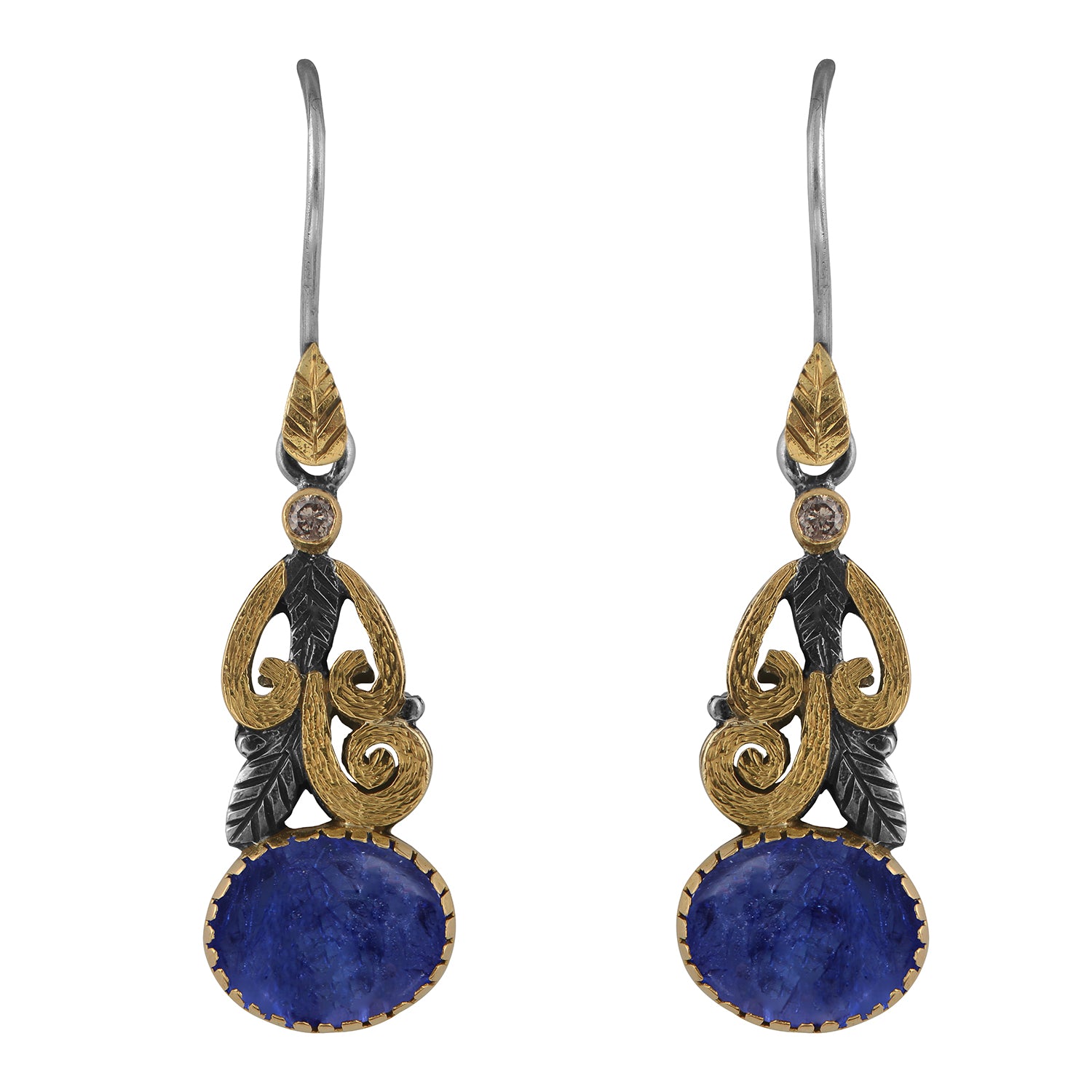 Liya Cabochon Tanzanite Diamond Earrings