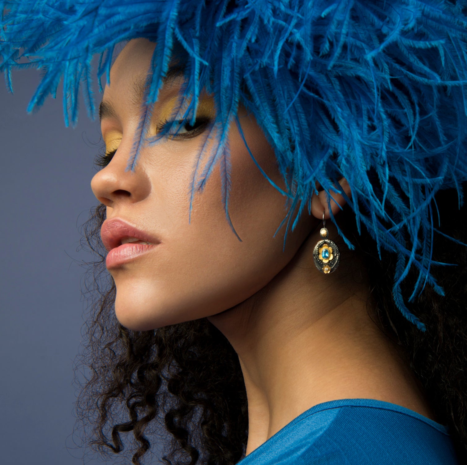 Viola Tanzanite Diamond Hand-Engraved Earrings