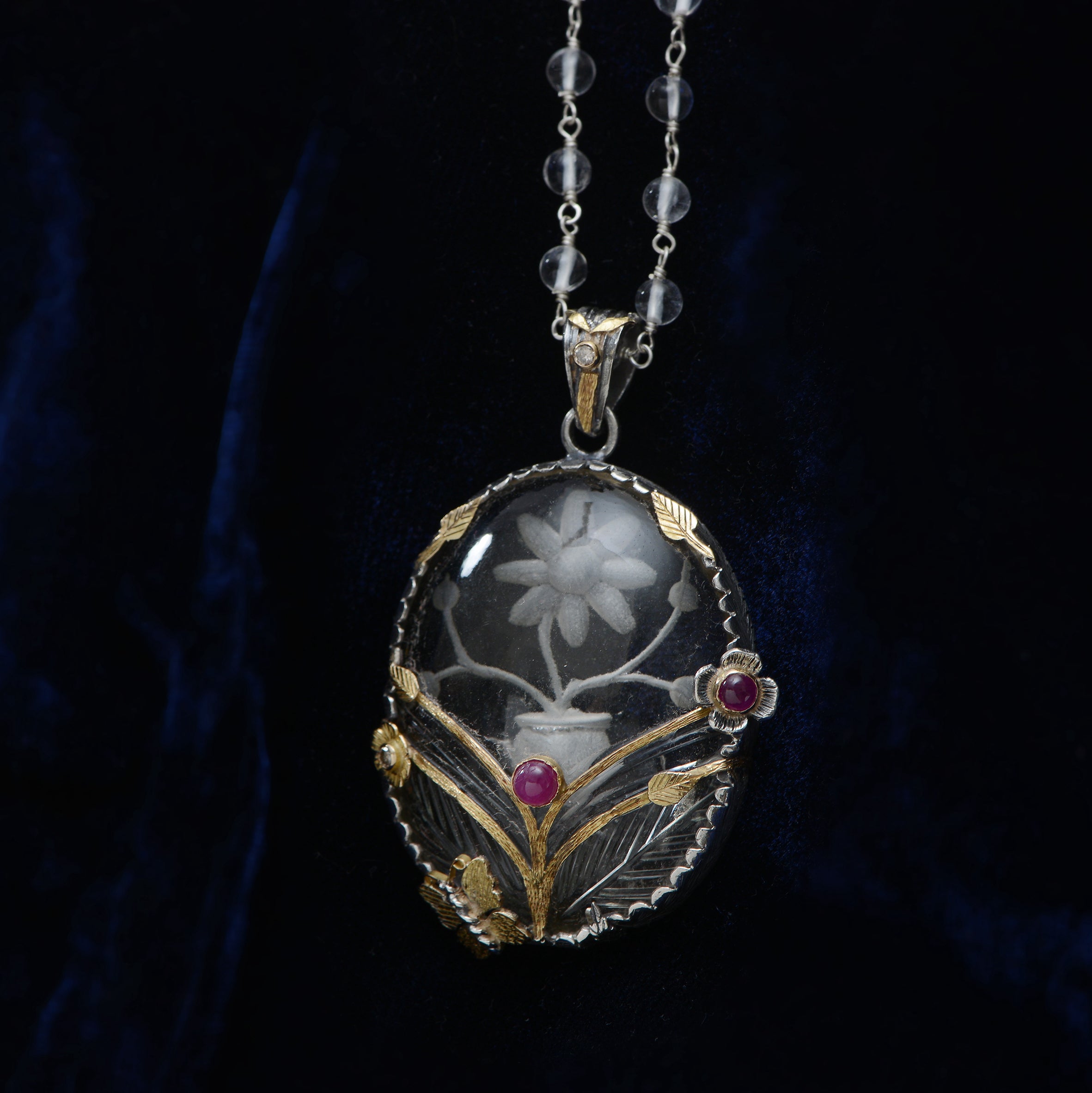 Luz Crystal Ruby Diamond Butterfly Pendant