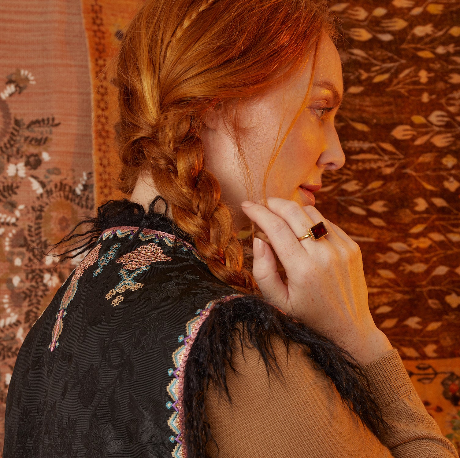 Scarlette Rubellite Emerald Ring