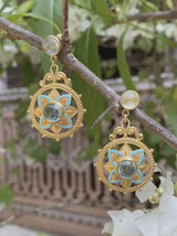 Bali Aquamarine Enamel Earrings