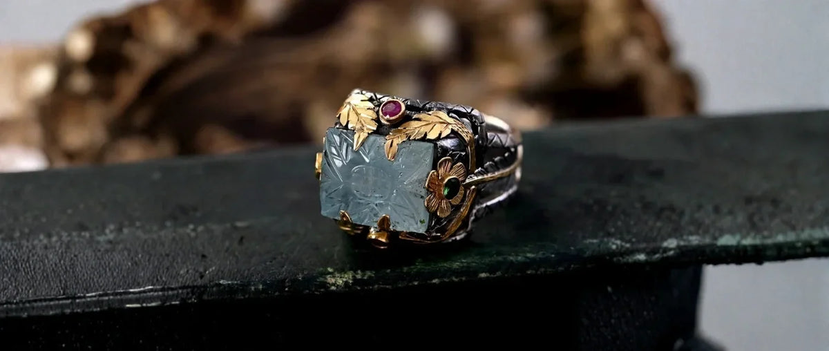 Aquamarine Ruby Tsavorite Bella Ring