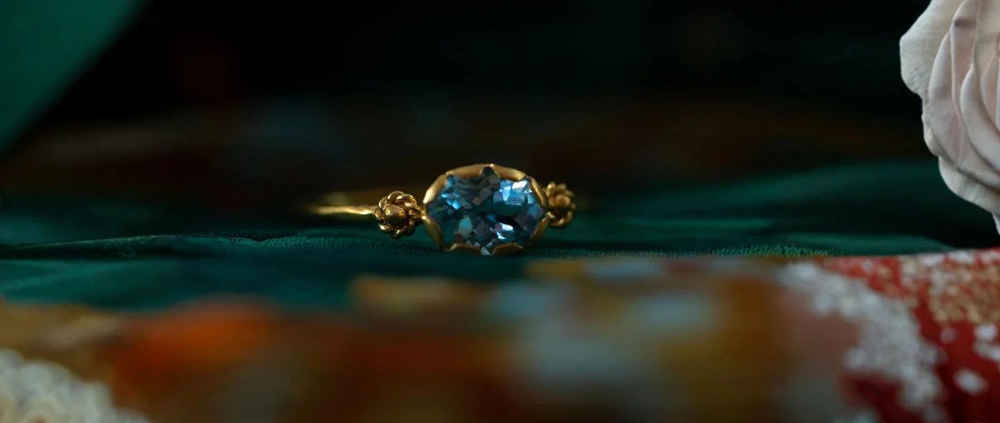 Grecian Gold Aquamarine Stacking Ring