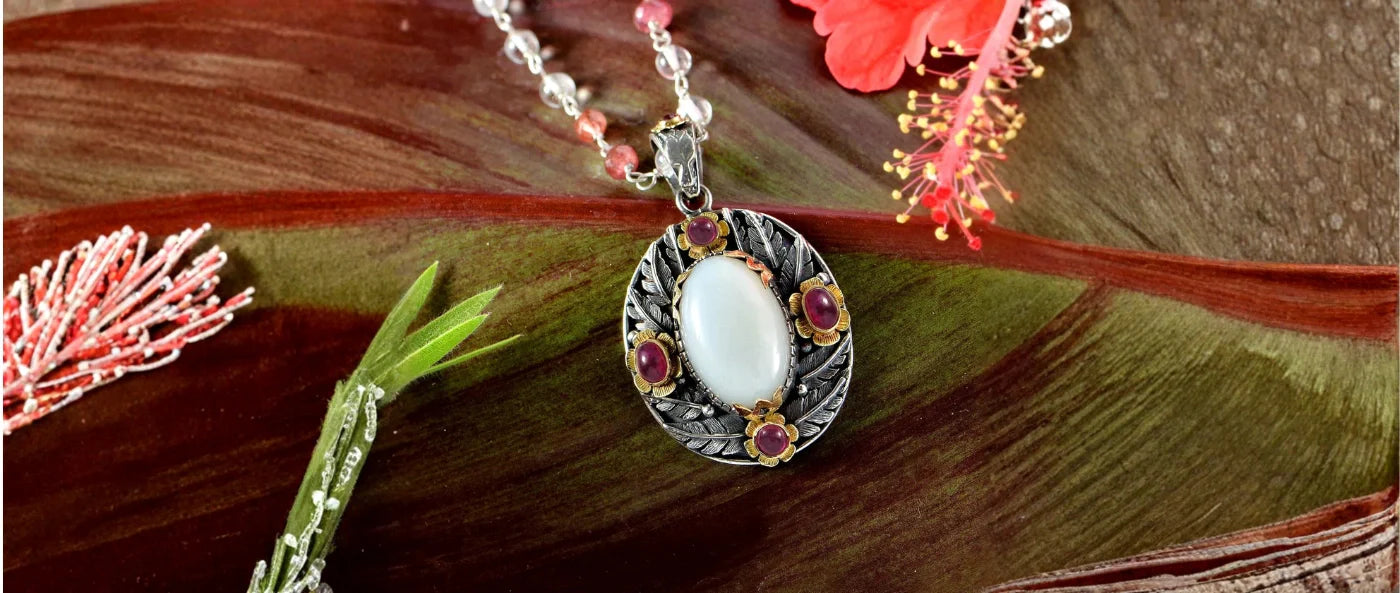 Moonstone Ruby Chandra Pendant
