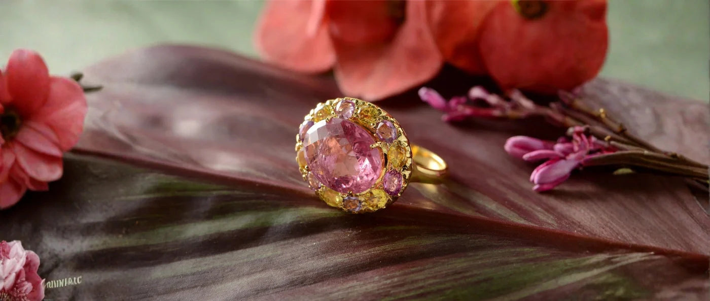 Pink Spinel Sapphire Gold Ring
